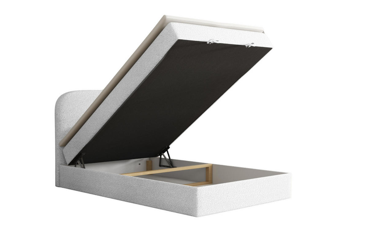 BOXBETT CLOUD 100/200 in Boucle Weiß H3 - Weiß, Holz/Holzwerkstoff (100/200cm) - Deine Möbel 24