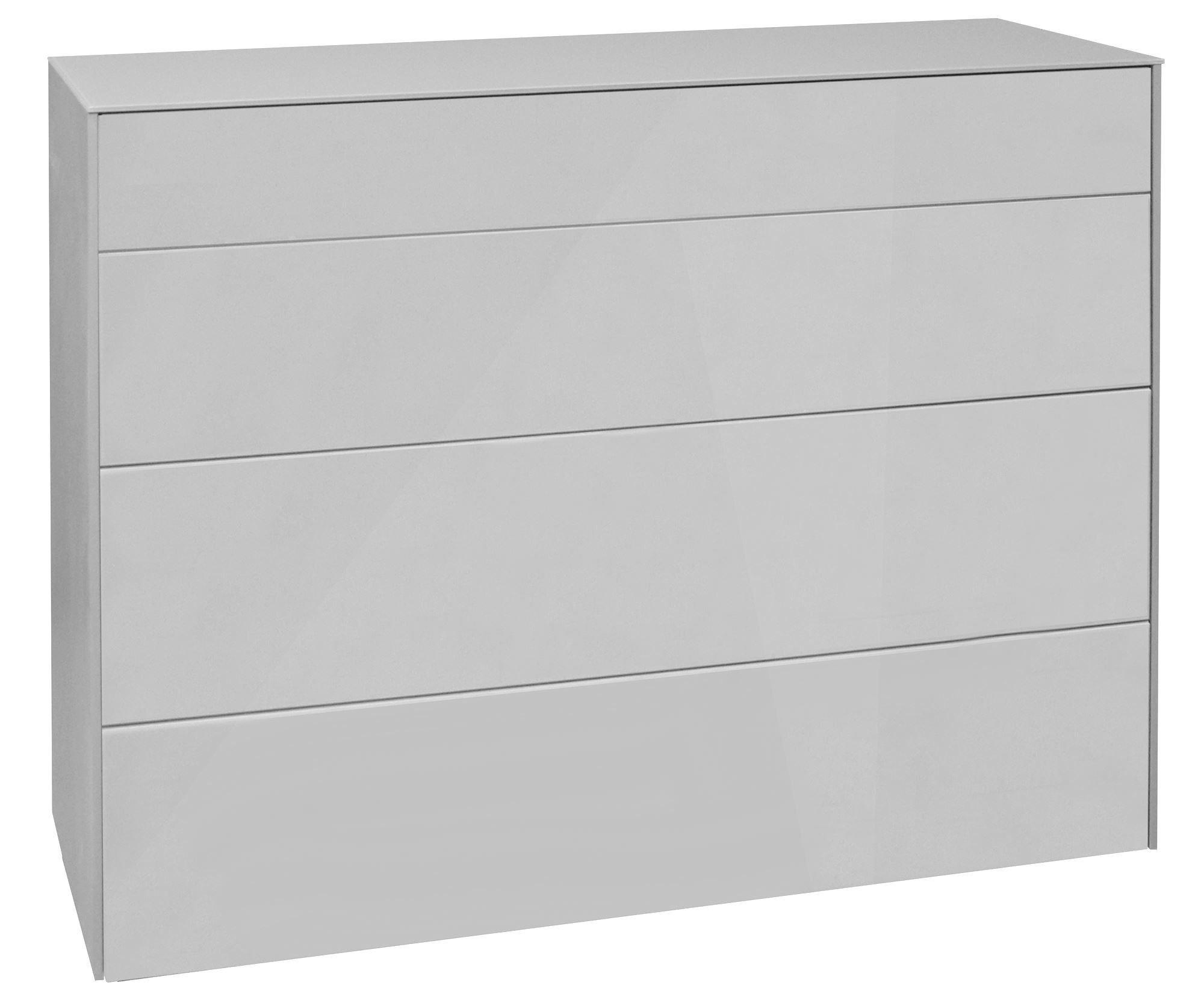 KOMMODE Elfi 121x42x89 Hochglanz Kreidegrau/Glas Kreidegrau - Hellgrau, Holzwerkstoff (121/89/42cm) - 58aufmkessel
