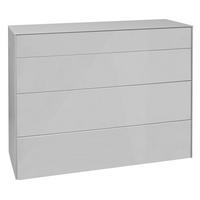 KOMMODE Elfi 121x42x89 Hochglanz Kreidegrau/Glas Kreidegrau - Hellgrau, Holzwerkstoff (121/89/42cm) - 58aufmkessel