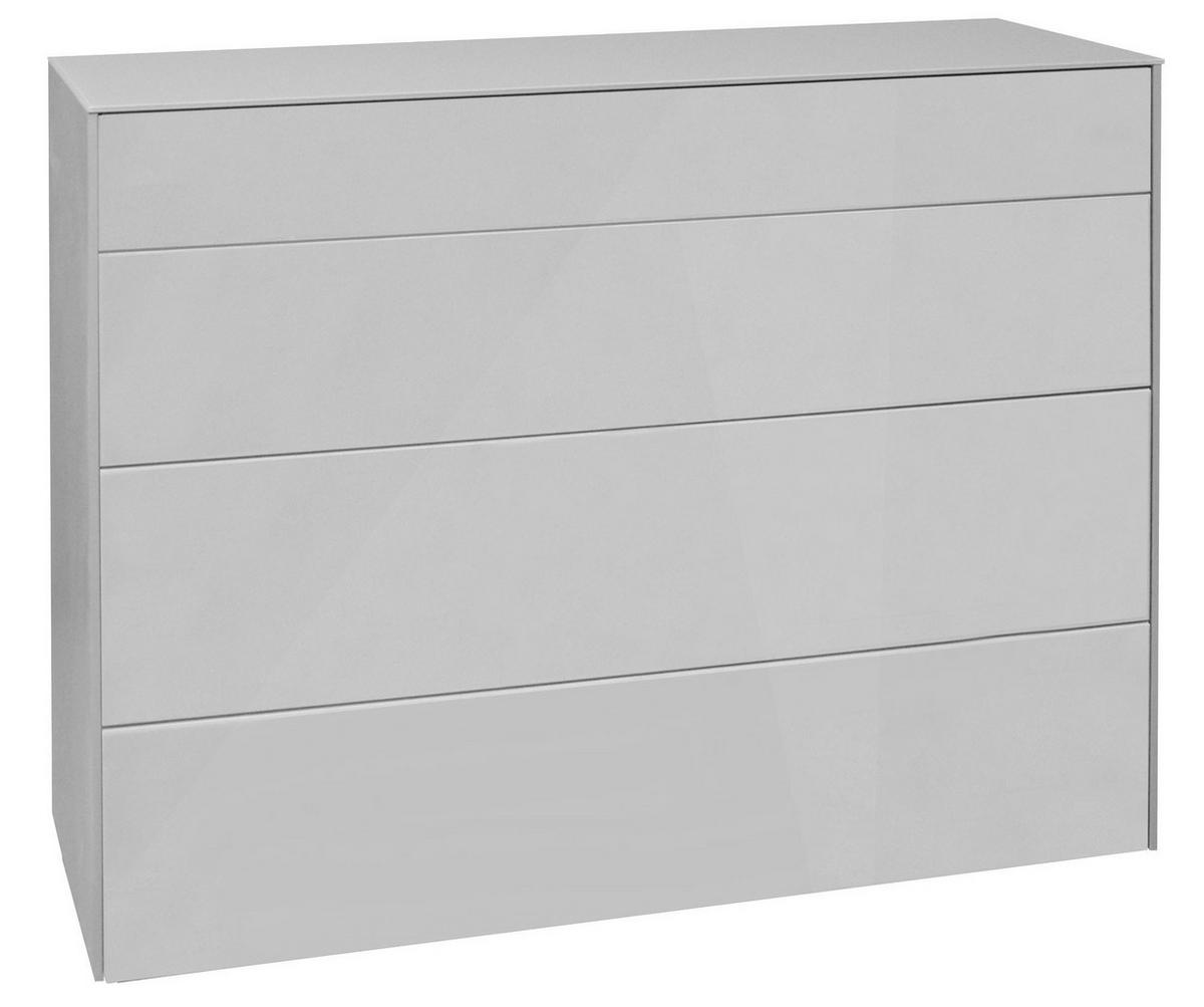 KOMMODE Elfi 121x42x89 Hochglanz Kreidegrau/Glas Kreidegrau - Hellgrau, Holzwerkstoff (121/89/42cm) - 58aufmkessel