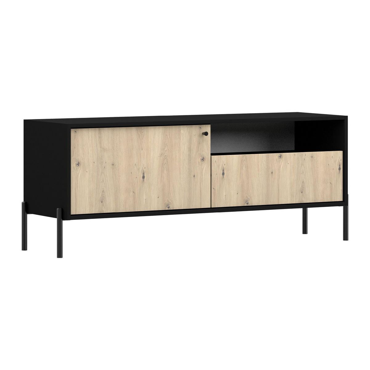 TV-LOWBOARD Raviero Schwarz / Artisan Eiche 150 cm - Beige/Schwarz, Holzwerkstoff/Metall (150/58/40cm) - Selsey