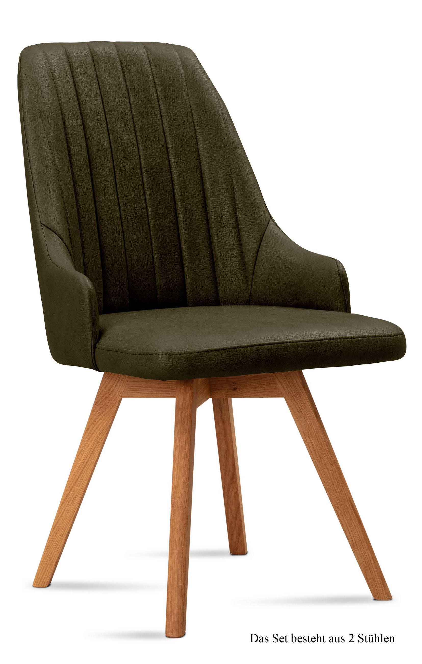 ESSZIMMERSTUHL (2er-Set) Domka 52x91x60 Eiche geölt/Khaki - Dunkelgrün/Eichefarben, Kunststoff (60/91/52cm) - 58aufmkessel