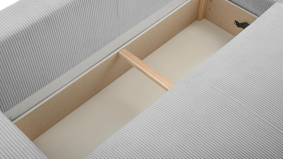 WOHNLANDSCHAFT Catea Hellgrau 364/145/85 cm mit Schlaffunktion - Hellgrau/Schwarz, Kunststoff/Textil (364/84/145cm) - AX Living