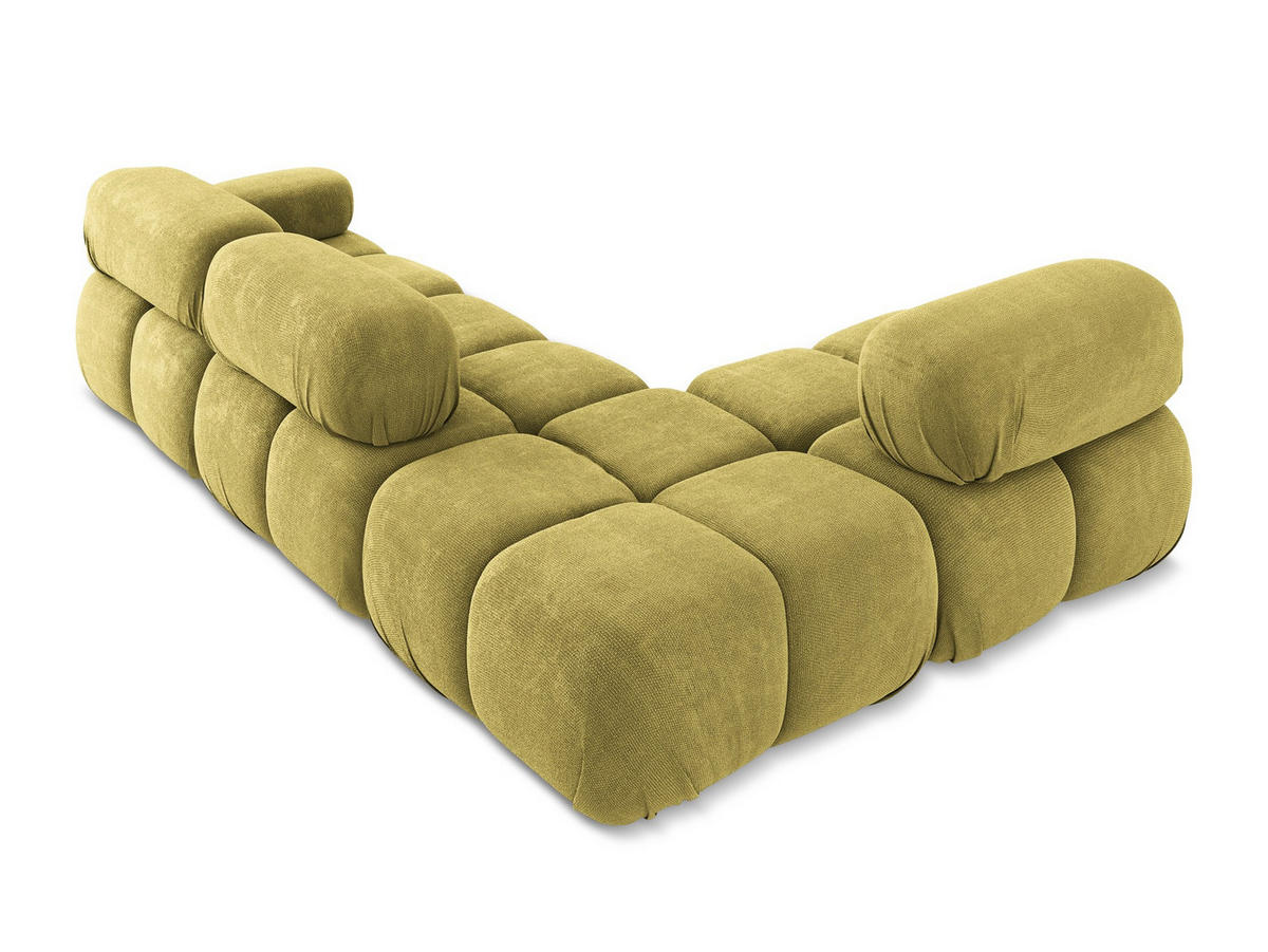 ECKSOFA Links Chenille Stoff Grün - Limette/Schwarz, Kunststoff/Textil (190/285cm) - Makamii