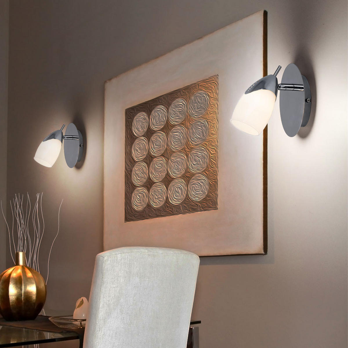 LED WANDLEUCHTE Wilma Weiß Metall - Weiß, Glas (8/15/16cm) - Esto