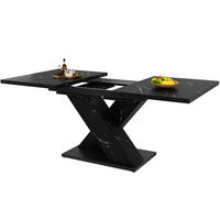 ESSTISCH 119,5/80/75 cm schwarz aus MDF und Metall ausziehbar - Schwarz, Holzwerkstoff (119/80/75cm) - OKWISH