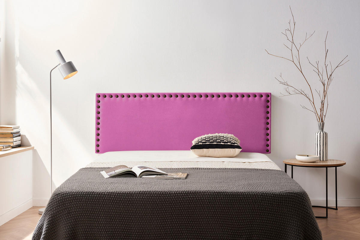 KOPFTEIL gepolstert MODENA Aqualine 115x55x8 cm - Fuchsie - Moonia - Rosa, Holz (115/8/55cm)