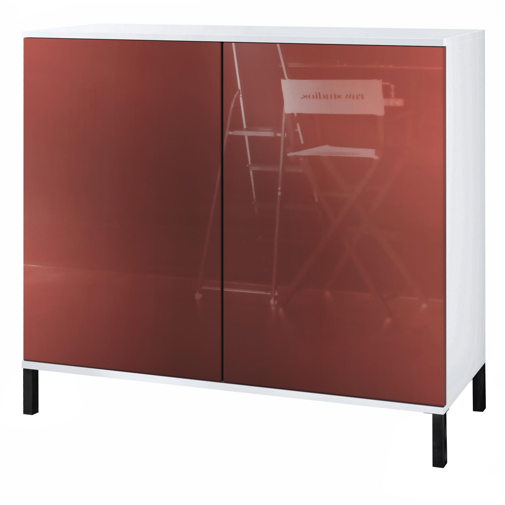 KOMMODE Skadu Bordeaux Hochglanz - Bordeaux, Holzwerkstoff (92.5/83.5/35cm) - Vladon