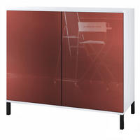 KOMMODE Skadu Bordeaux Hochglanz - Bordeaux, Holzwerkstoff (92.5/83.5/35cm) - Vladon