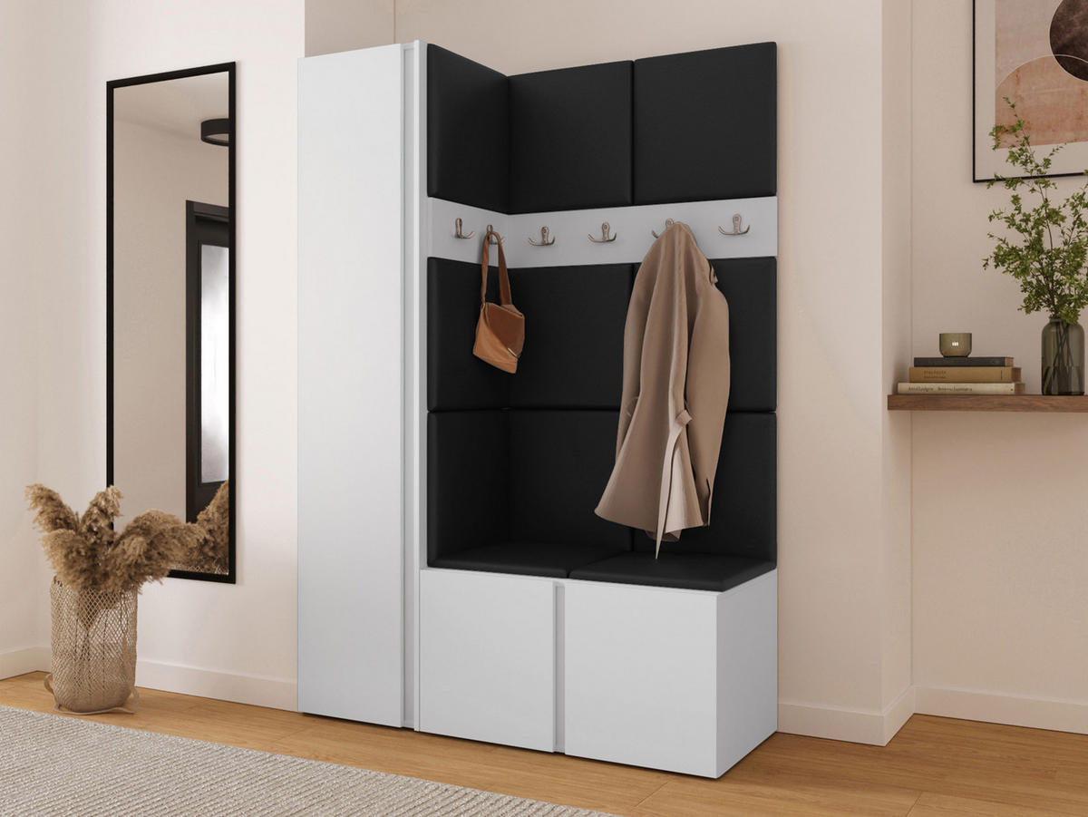 MOBILIER PENTRU HOL Orion IX - alb/negru, material plastic/compozit lemnos (124/186/46cm) - MIRJAN24