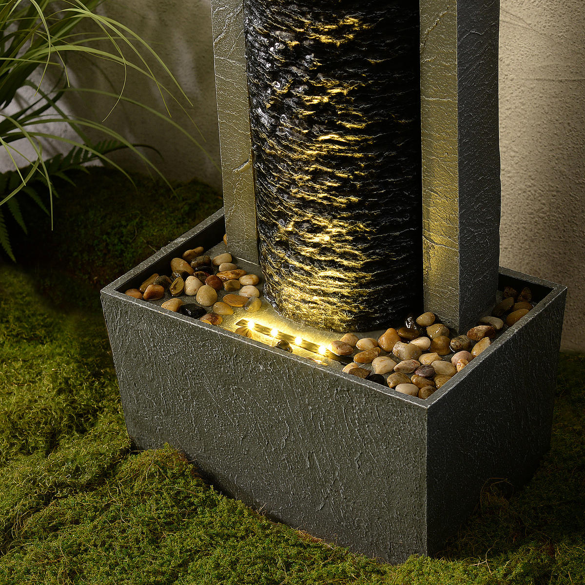GARTENBRUNNEN Säule grau - Grau, Kunststoff (34/22/82cm) - Teamson Home