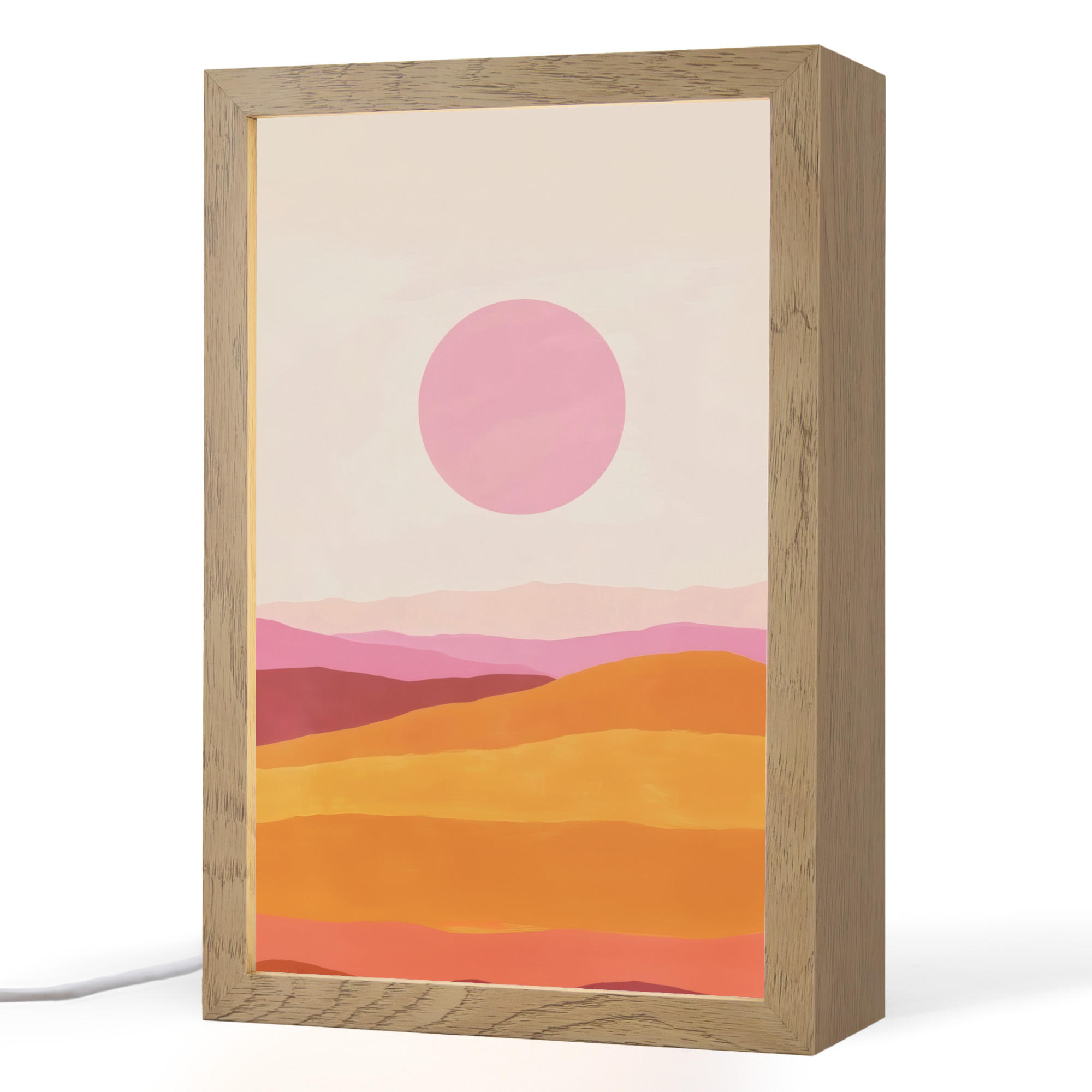 OnlyWow STOLNÍ LAMPA Kopce - oranžová - slunce - abstraktní 20x30 cm