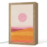 STOLNÍ LAMPA Kopce - oranžová - slunce - abstraktní 20x30 cm - chromová, kompozitní dřevo (8/20/30cm) - OnlyWow