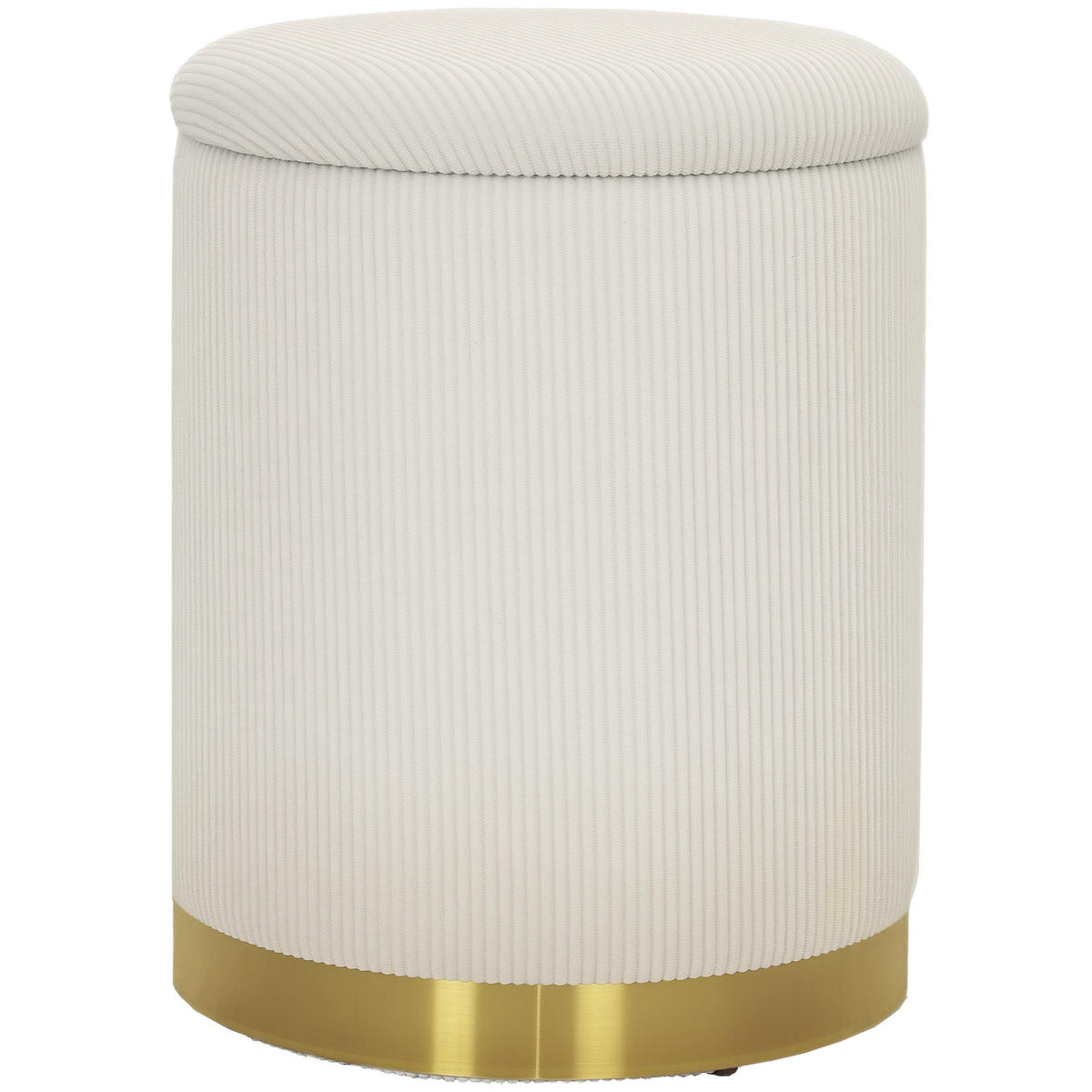 SITZHOCKER Mit Stauraum DE-07141 klappbar, runder Fußhocker, 30,6 L Cremeweiß - Creme, Holz/Textil (36/44/36cm) - ComfortXL