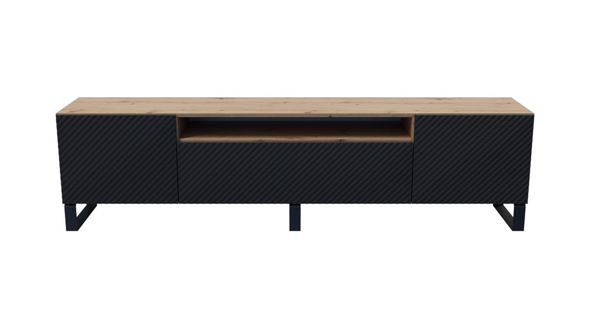 LOWBOARD NADO-S - 200 x 53 x 41 cm - Schwarz/Eiche Artisan, Holzwerkstoff (200/53/41cm) - ALTDECOR