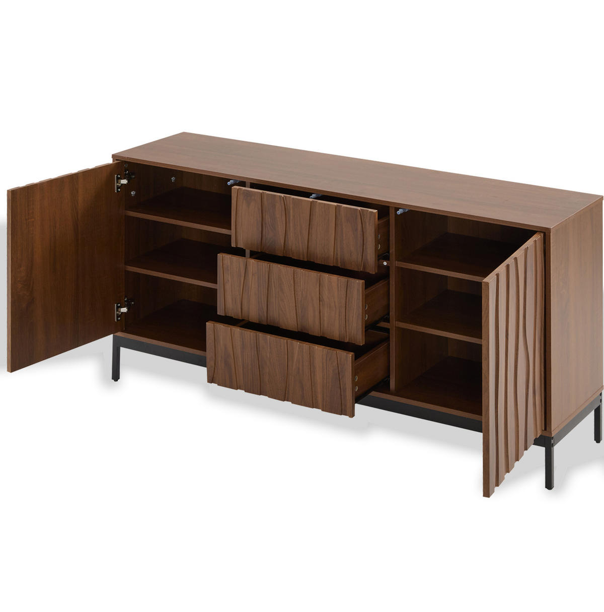 SIDEBOARD 150/40/80 cm dunkelbraun aus MDF mit verstellbaren Einlegeböden - Naturfarben, Holzwerkstoff (150/80/40cm) - OKWISH