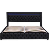 POLSTERBETT140 x 190 cm,PU-Material in Schwarz - Schwarz, Holz (140/190cm) - KOMHTOM