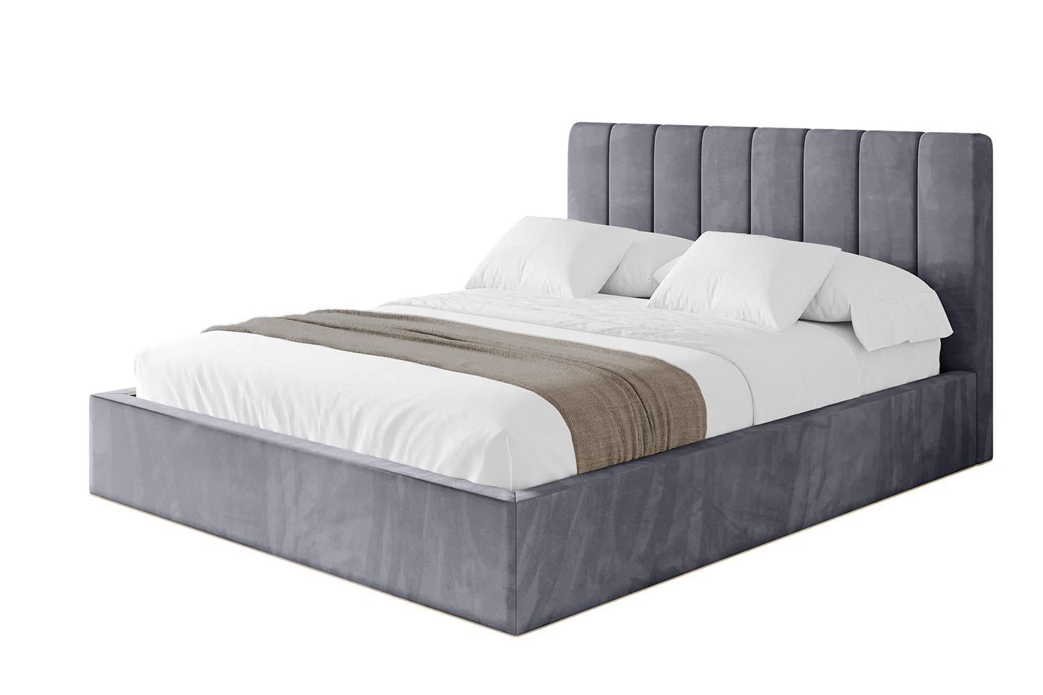 POLSTERBETT mit Bettkasten und Lattenrost, Bett mit Matratze H3/H4 - STERA 160x200 Dunkelgrau - Dunkelgrau, Holzwerkstoff/Textil (160/200cm) - ALTDECOR