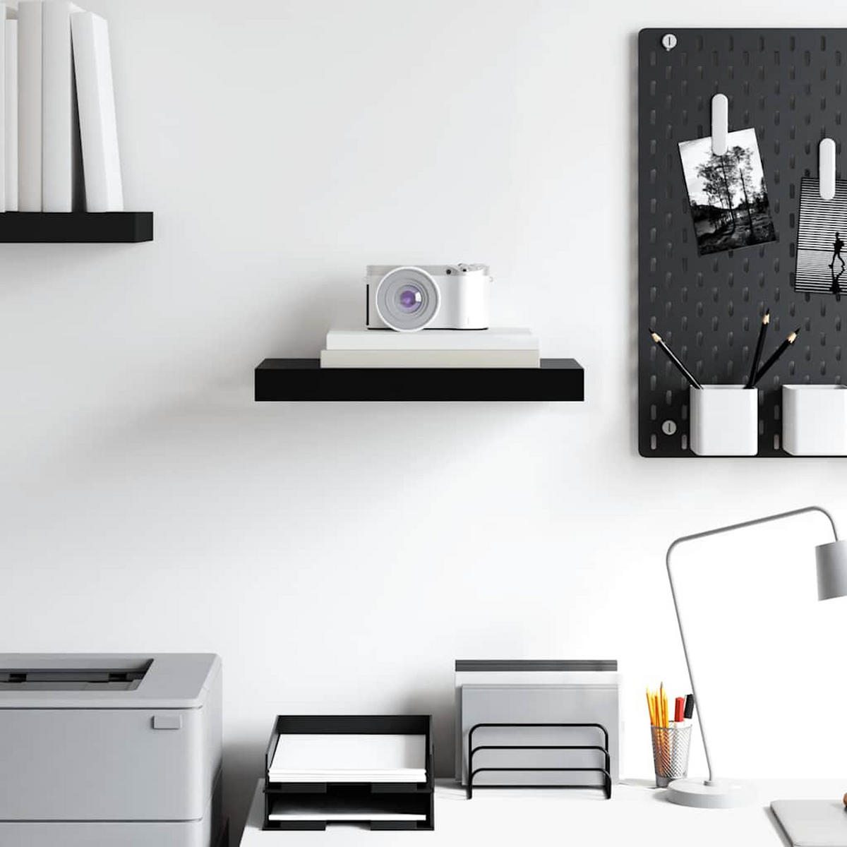 WANDBOARD 40/23/3,8 cm aus Mdf Schwarz - Schwarz, Holzwerkstoff (40/3.8/23cm) - vidaXL