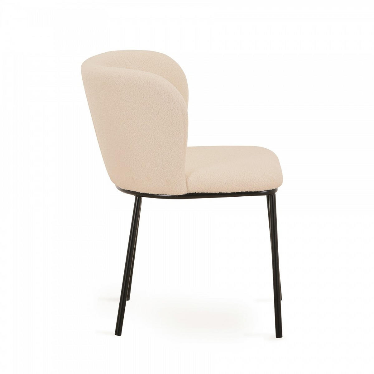 SATZ von 2 Stühlen mit Bouclé-Stoff ROMY / Beige - Beige/Schwarz, Metall (47/76/48cm) - Weber Industries