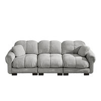 SOFA 260/86/90 cm in Hellgrau aus Chenille mit Steppnaht und Modulsystem - Hellgrau, Textil (86/90/260cm) - Flora Grace