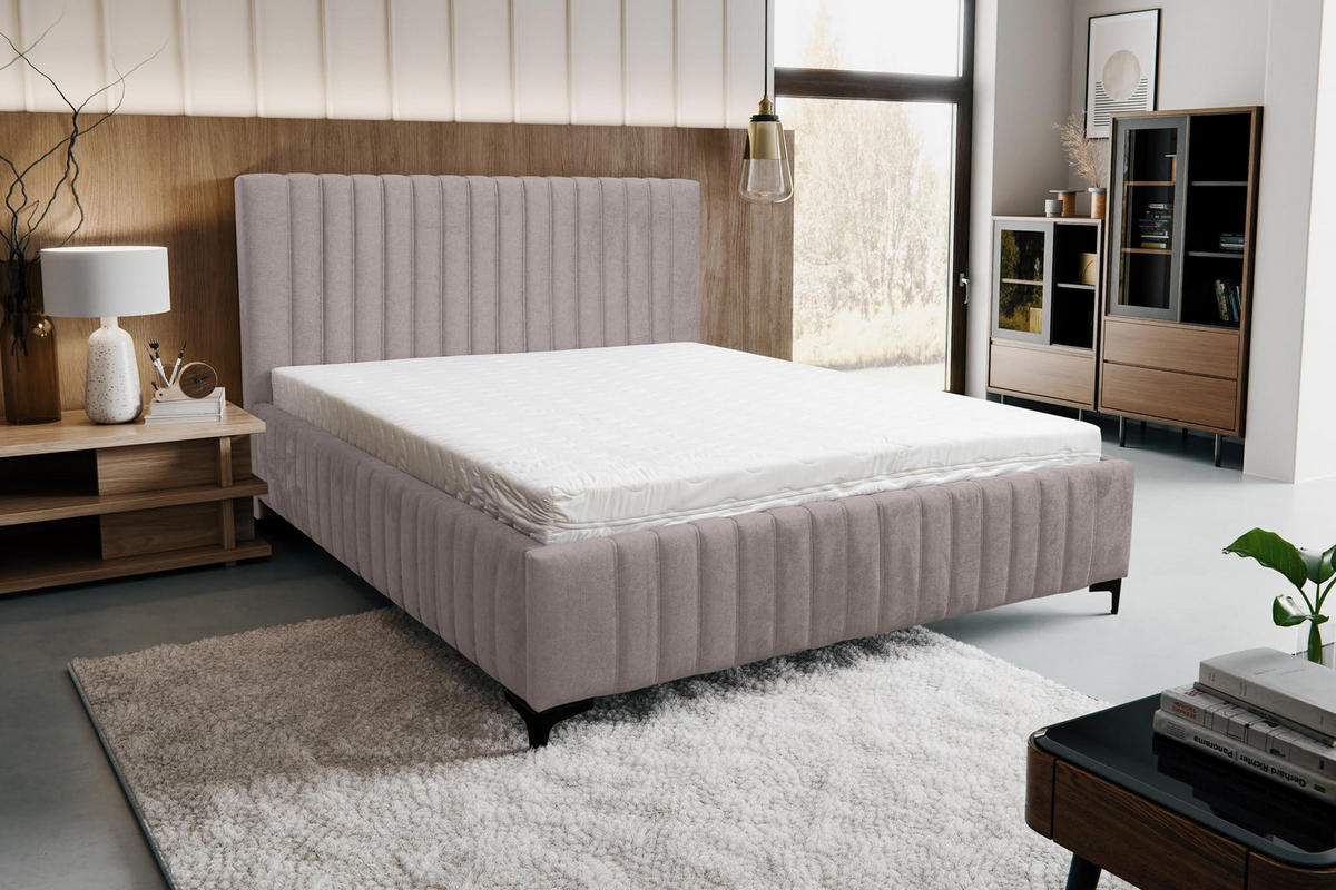 POLSTERBETT QUANT mit Bettkasten Velour Stoff 180 x 200 cm - Braun, Holzwerkstoff (180/200cm) - VENASI MÖBEL