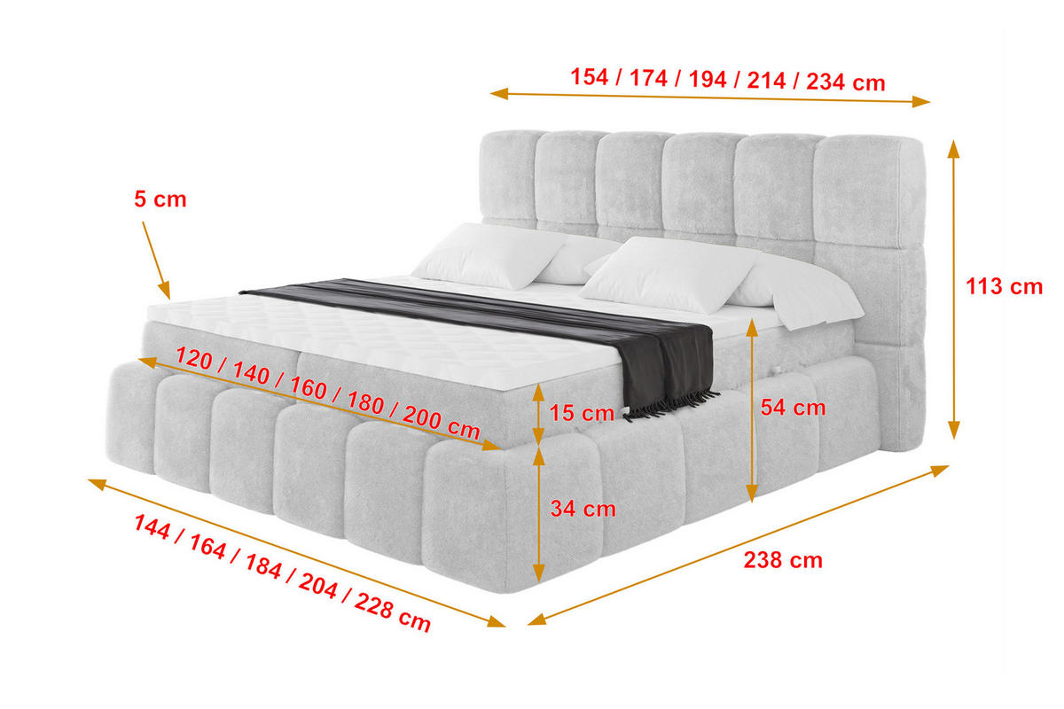 BOXBETT - AURI-H3 - 180x200 Hellgrau Lapitt - Greige, Holzwerkstoff (180/200cm) - ALTDECOR