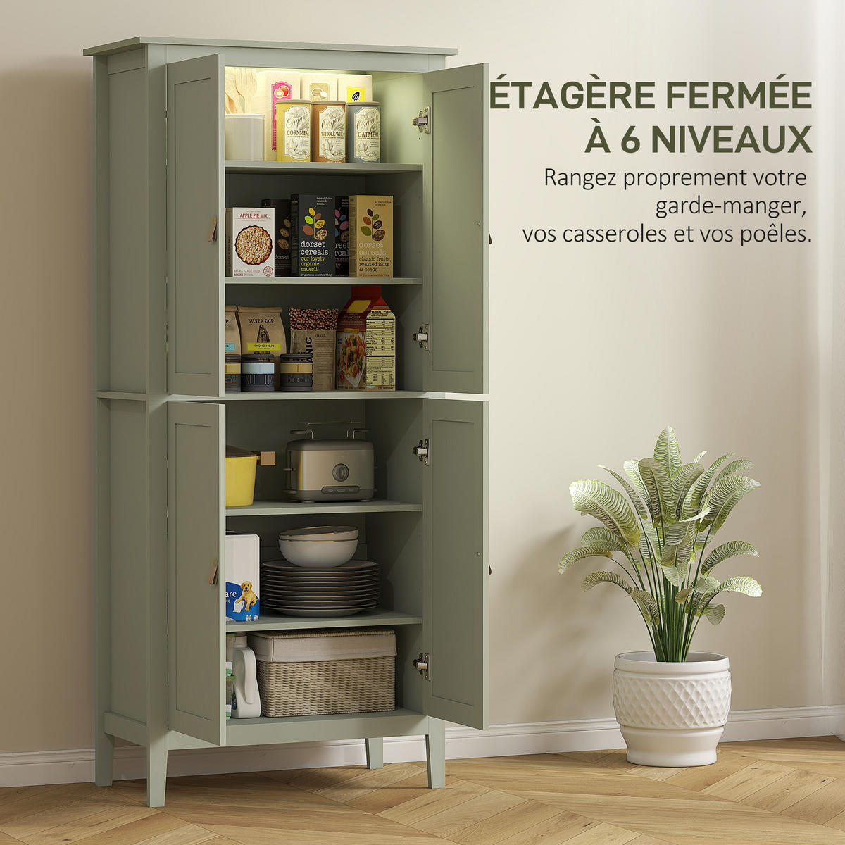 HIGHBOARD DE-11186 Höhenwandschrank mit LED & Bewegungssensor Grün - Grün, Holzwerkstoff (40/176.5/80cm) - ComfortXL