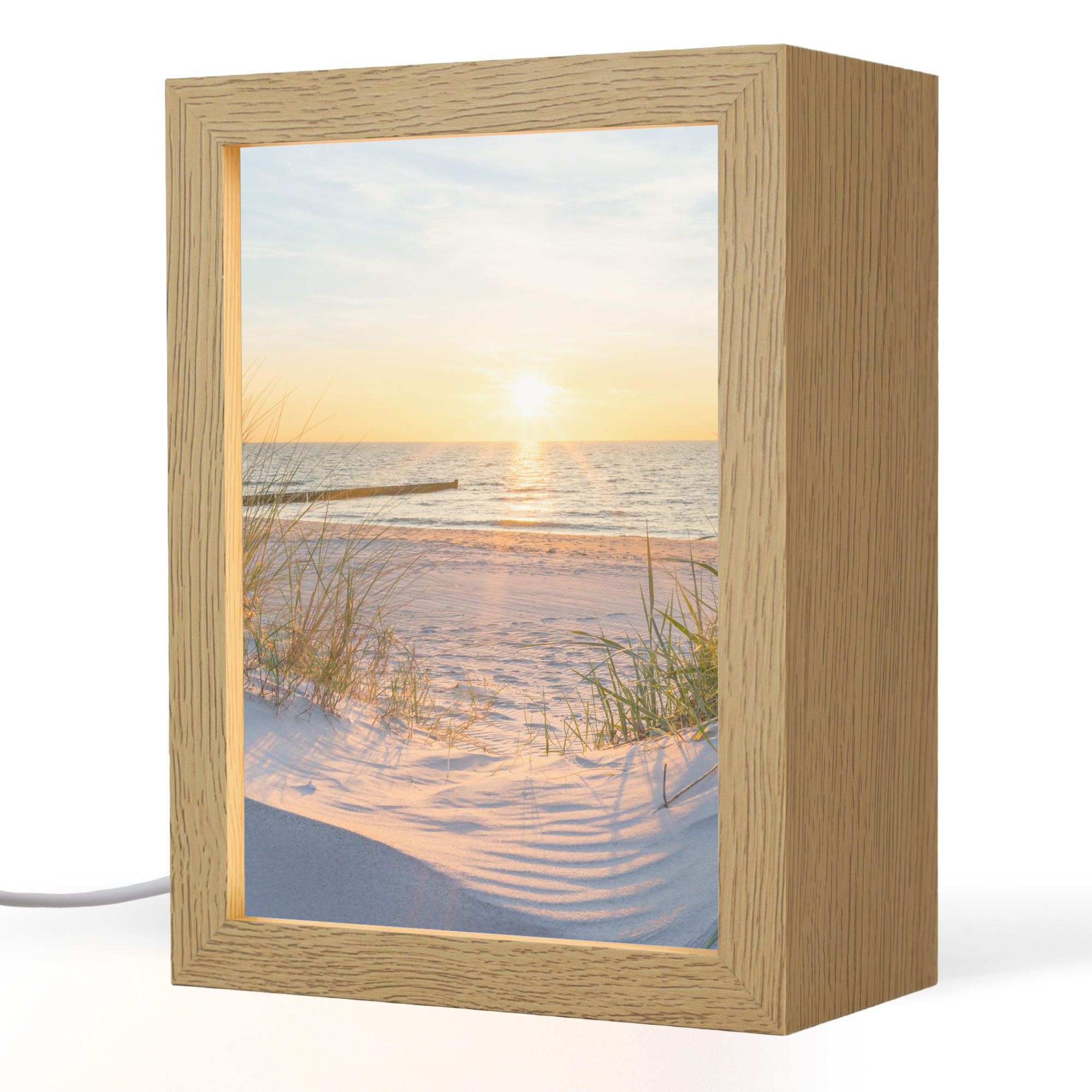 OnlyWow STOLNÍ LAMPA Pláž - Slunce - Duna - Tráva - Písek - Horizont 15x20 cm