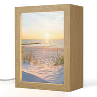 TISCHLEUCHTE Strand - Sonne - Düne - Gras - Sand - Horizont 15x20 cm - Cognac, Holzwerkstoff (8/15/20cm) - OnlyWow
