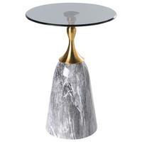 BEISTELLTISCH Sicherheitsglas Grauer Marmor Carter - Grau, Metall (40/40/55cm) - Beliani