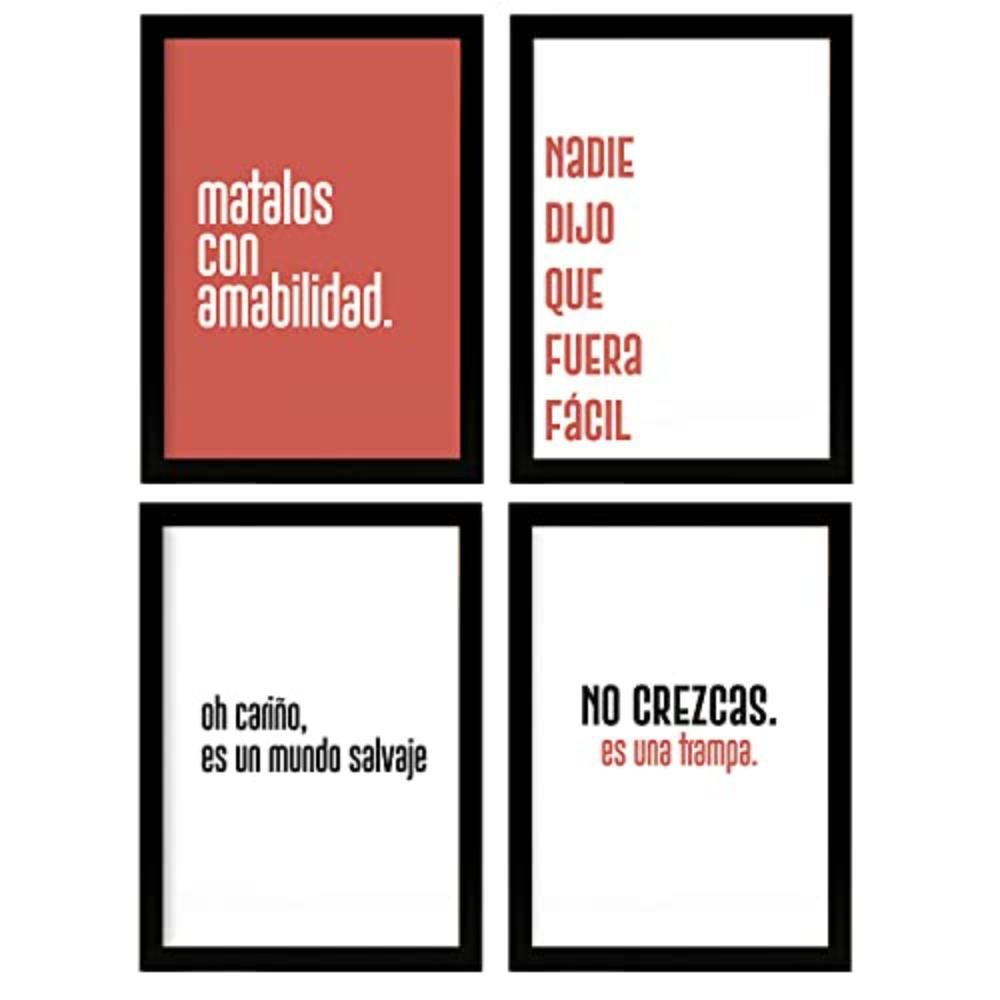 POSTER Set mit 4 Welt TypografieStil A4 Rahmenlos - Klar, Papier (29.7/3cm) - Nacnic