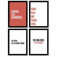 POSTER Set mit 4 Welt TypografieStil A4 Rahmenlos - Klar, Papier (29.7/3cm) - Nacnic