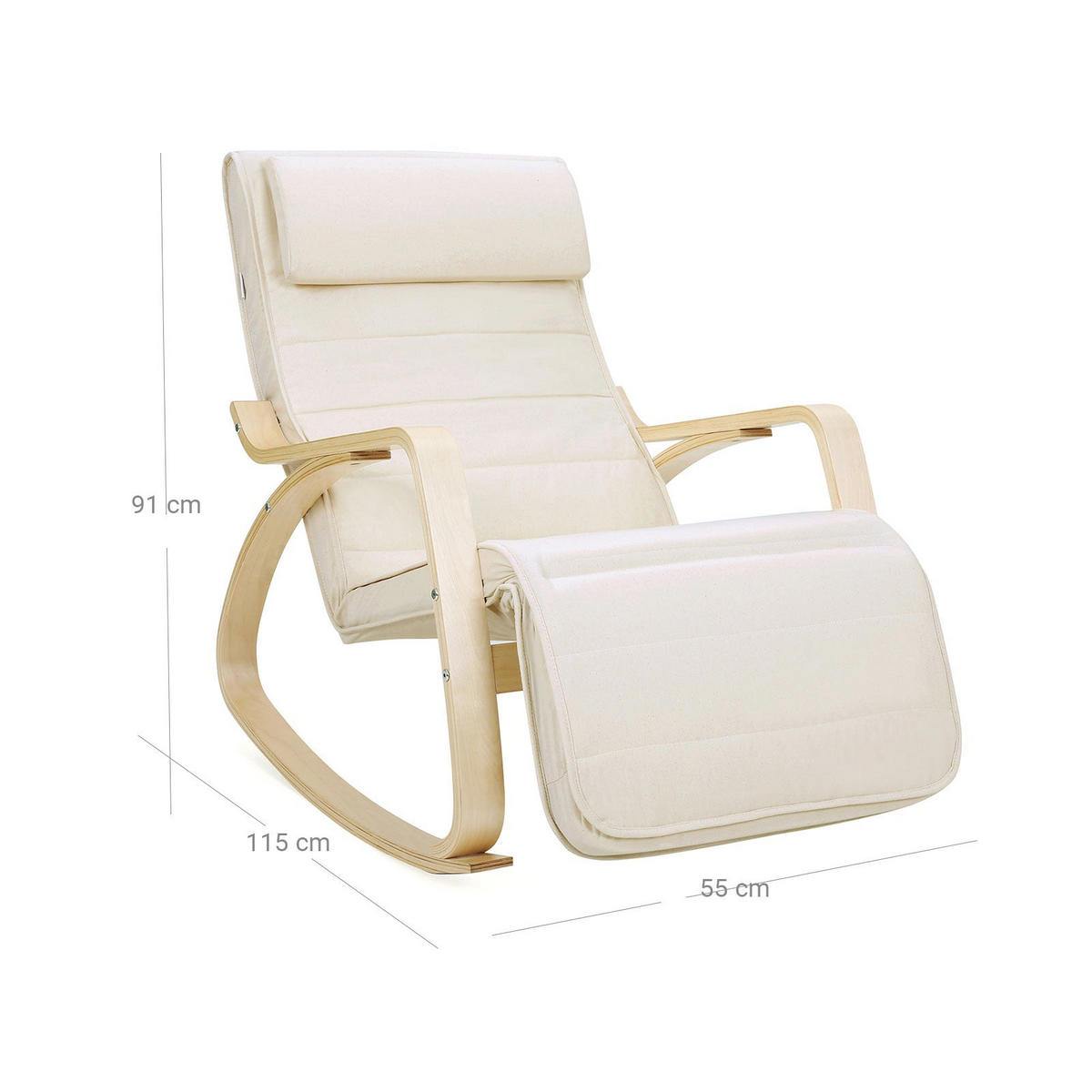 SCHAUKELSTUHL RELAXSTUHL - Beige, Holzwerkstoff (115/91/67cm) - Hansiro