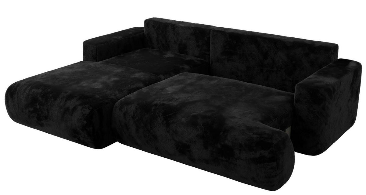 ECKSOFA OVO L Schwarz Plüsch - Links Seite - Schwarz, Kunststoff/Textil (271/195cm) - MKS