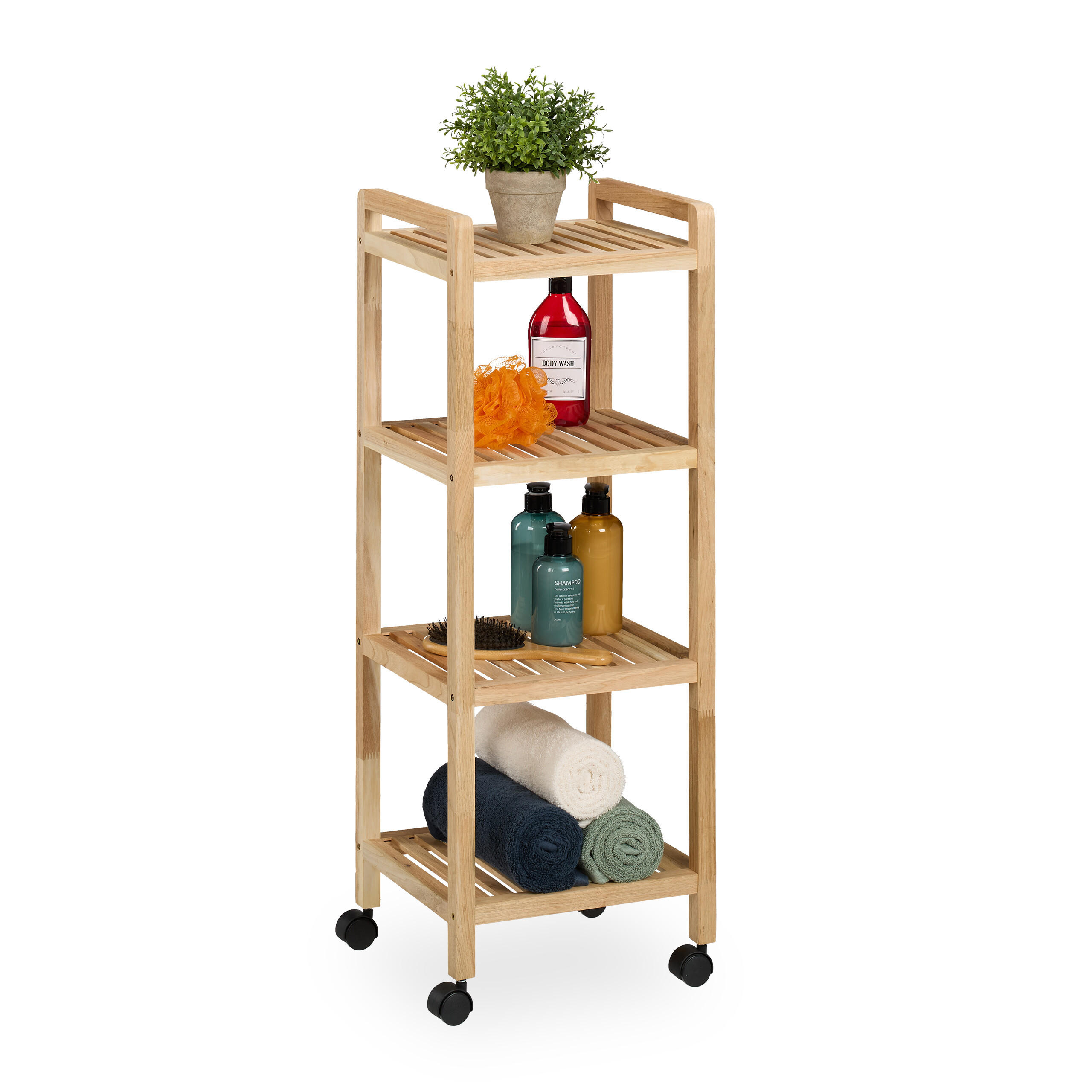 BADREGAL - Hellbraun, Holz/Kunststoff (35/97/31cm) - Relaxdays