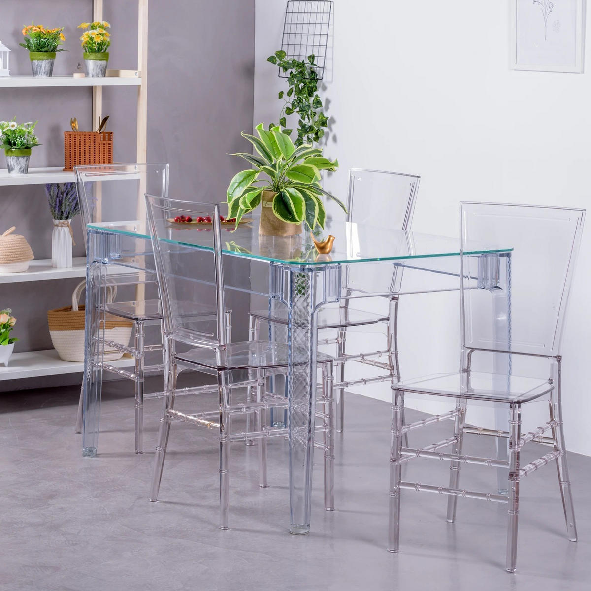ESSZIMMERMÖBEL-SET Transparent Kunststoff Transparent - Transparent, Kunststoff - Nest Dream
