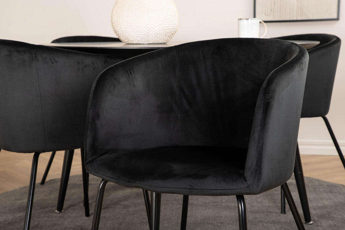 ESSGRUPPE 5-TLG. Dipp Schwarz - Schwarz, Holz/Textil (115/75/115cm) - ebuy24