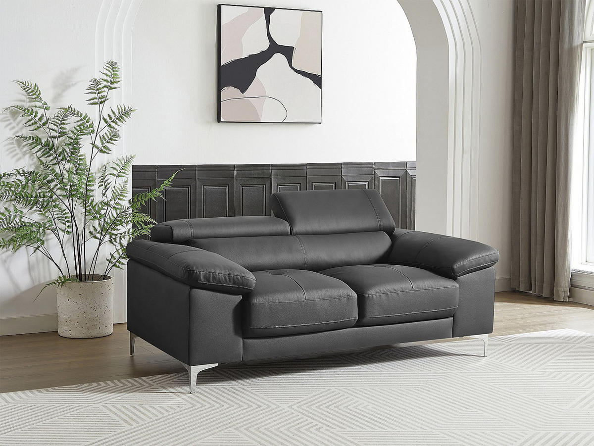 LEDERSOFA 2-Sitzer - Anthrazit - SOLANGE - Anthrazit, Leder (176/73/103cm) - Vente-Unique
