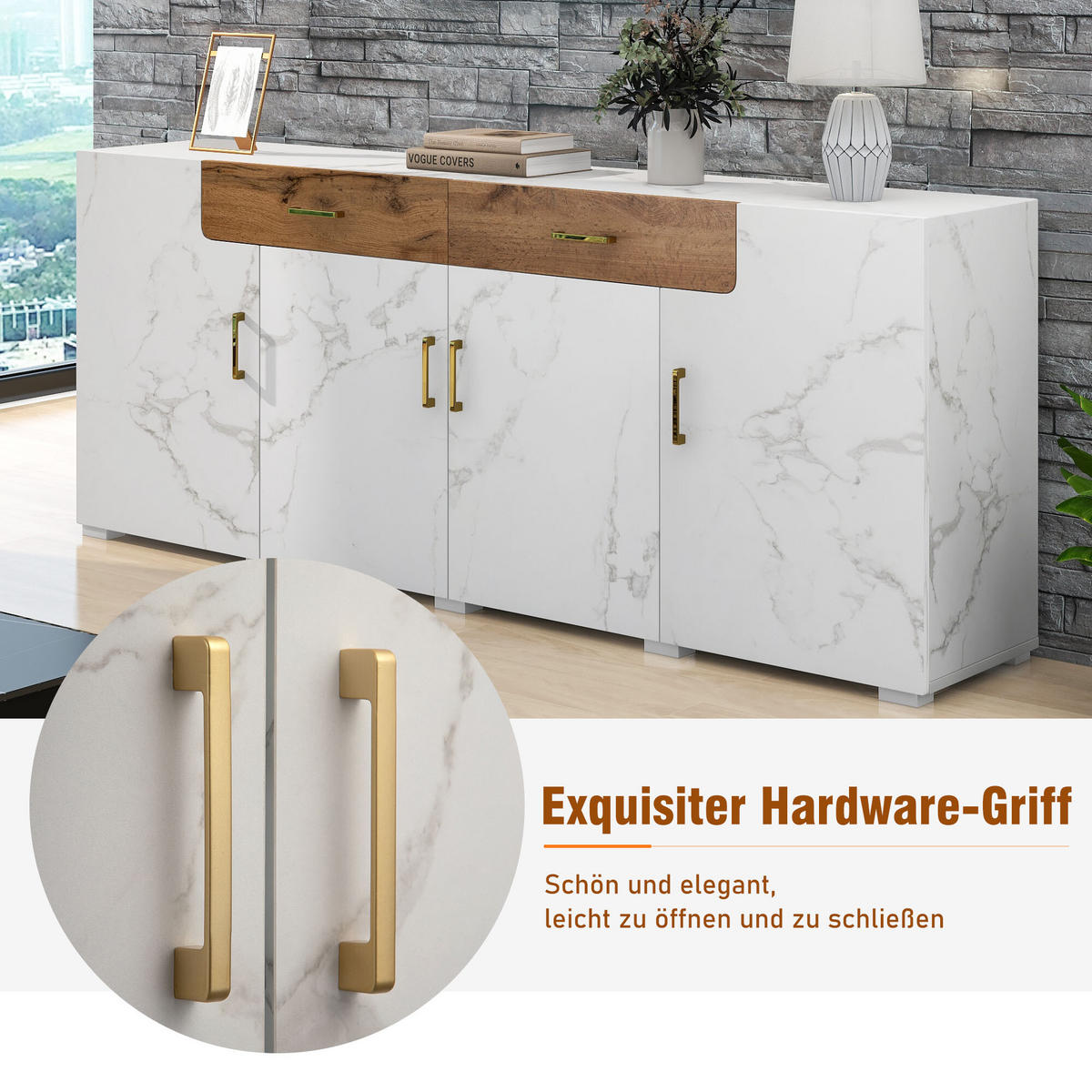 SIDEBOARD Weiß 208/39,5/80 cm - Weiß, Holzwerkstoff (39.5/80/208cm) - Urban Meuble