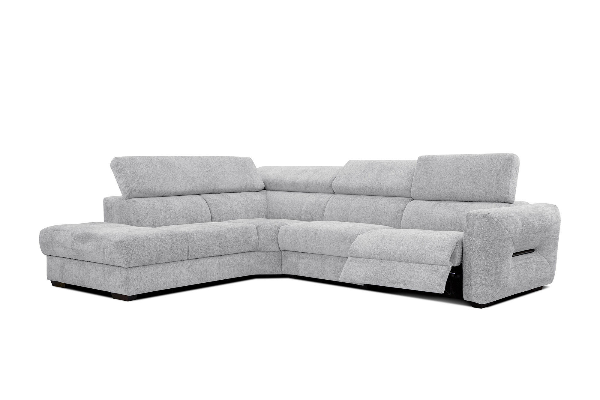 ECKSOFA CALVERA 5-Sitzer mit 1 Relaxfunktion, hellgrau - Hellgrau, Holzwerkstoff/Textil (239/298cm) - Courtois Laville