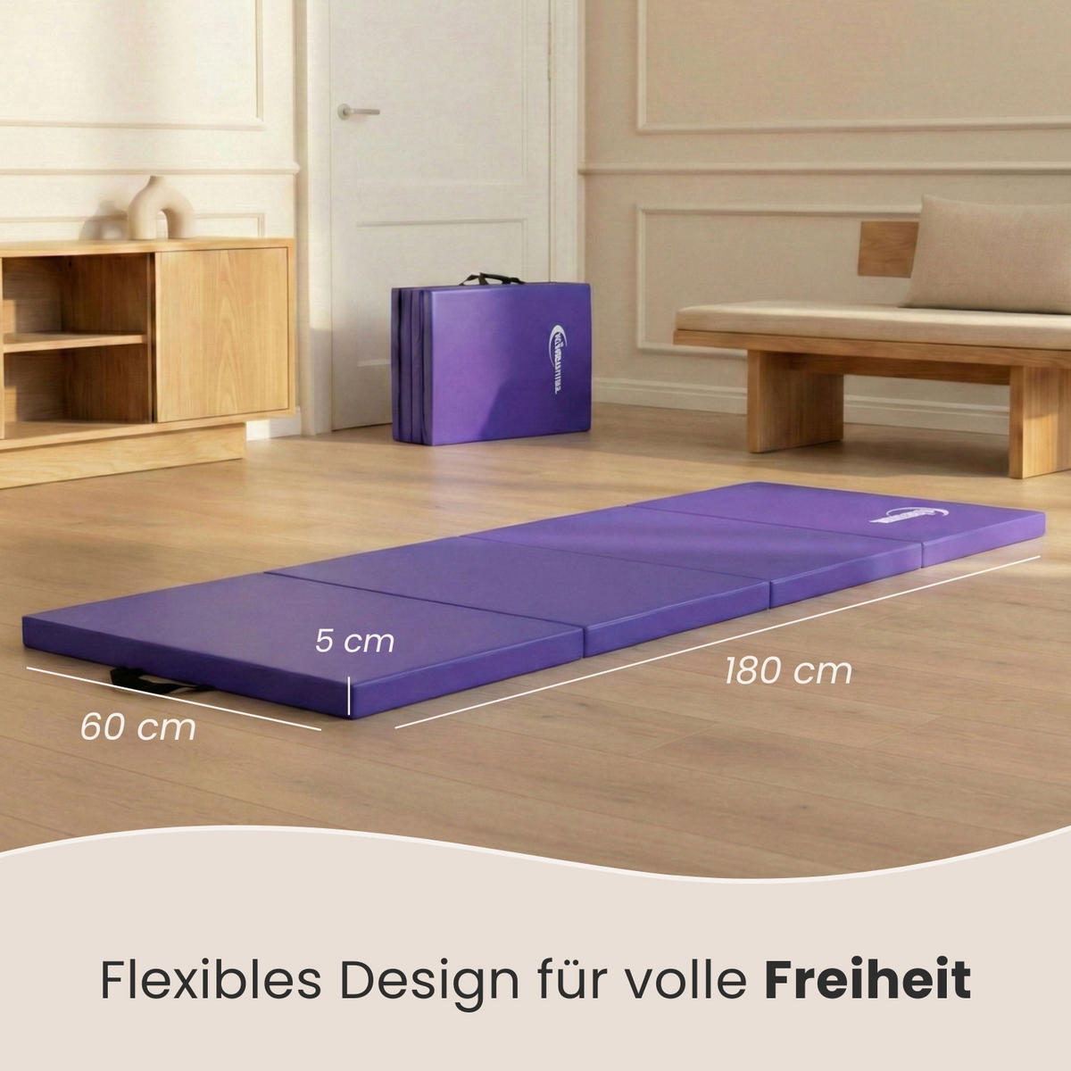 GYMNASTIKMATTE zum Wenden - 180/60/5 cm Faltbare Turnmatte - Lila, Kunststoff (60/180cm) - eyepower