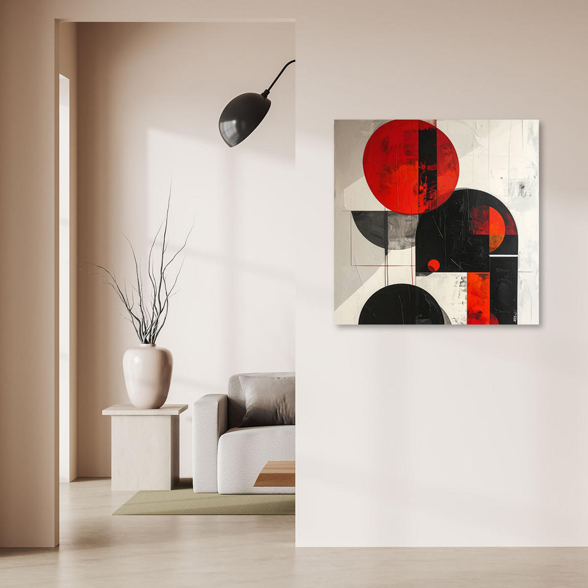 LEINWANDBILD 3D und geometrisch 60x60cm - Rot, Textil (60/60cm) - Feeby