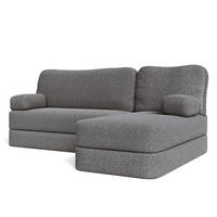 ECKSOFA SABI modulares Boneless Sofa mit Schlaffunktion Grau Boucle-Stoff - Grau, Textil (200/120cm) - MASSENO