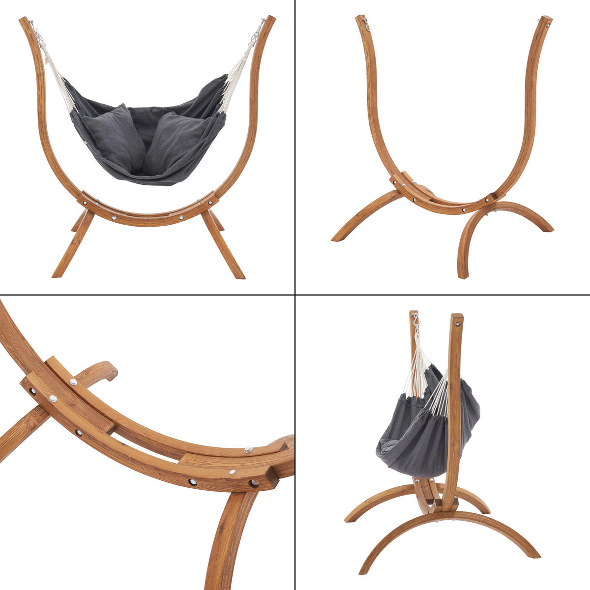 HÄNGESESSEL Grevena - Dunkelgrau/Naturfarben, Textil (155/143/106cm) - [en.casa]