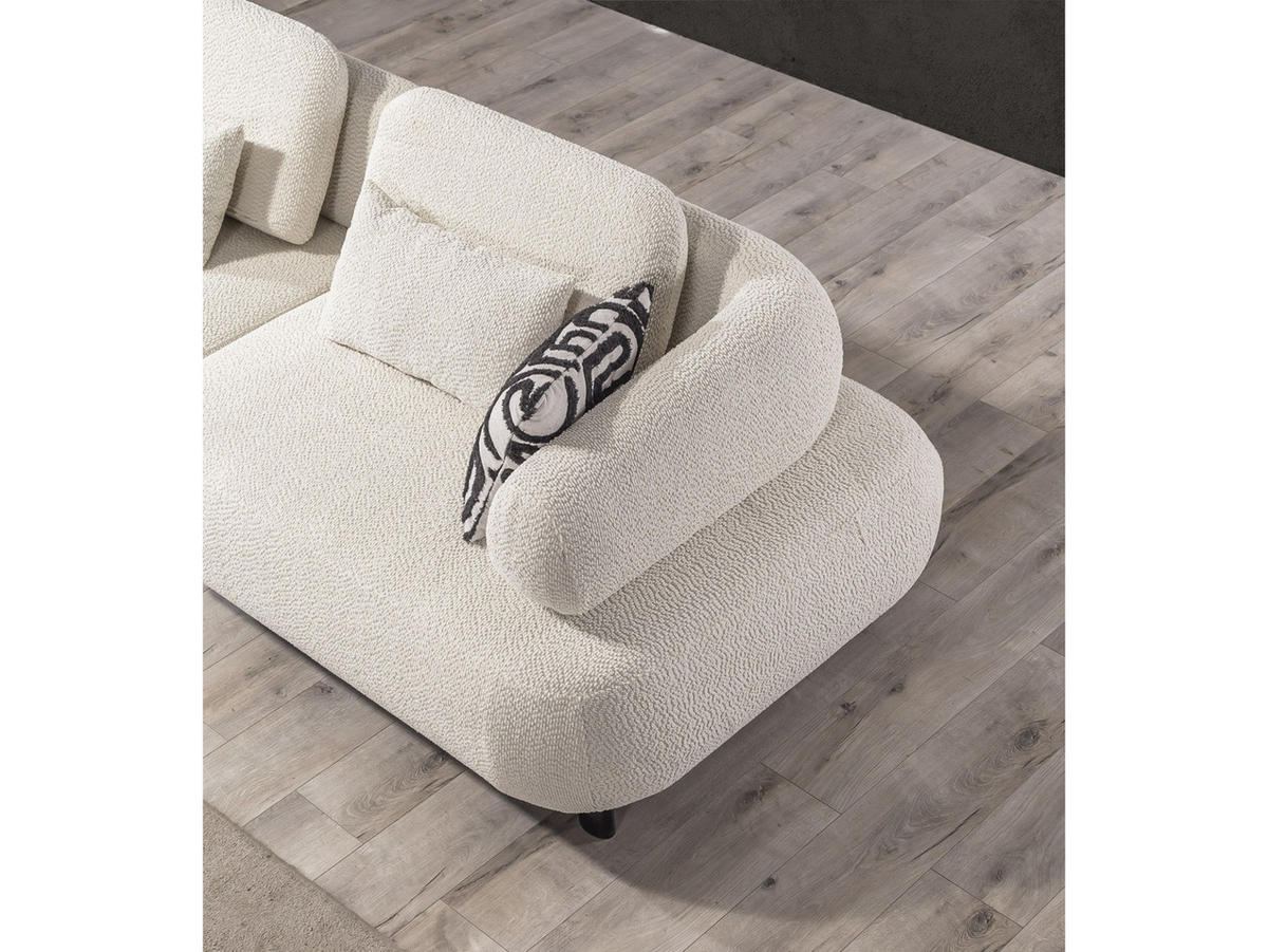 SOFA Barcelona 3-Sitzer Webstoff Creme - Creme, Holz/Textil (230/79/110cm) - Villa Möbel
