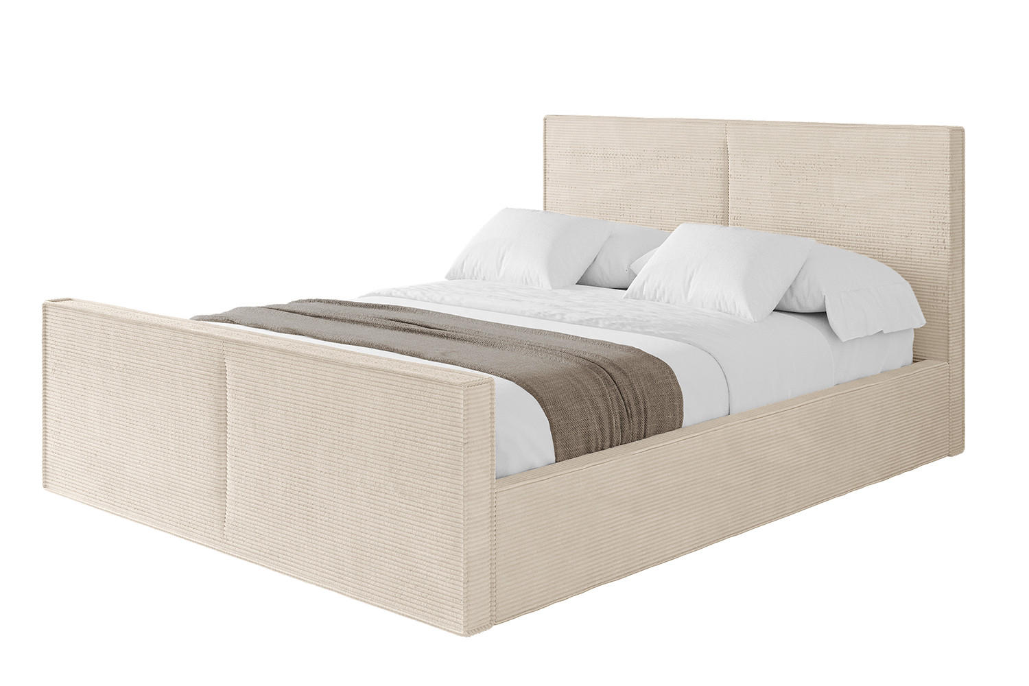 POLSTERBETT mit Bettkasten, Fußteil und Lattenrost, Boxbett mit Matratze H3/H4 - EMMI-Z 120x200 Beige - Creme, Holzwerkstoff/Textil (120/200cm) - ALTDECOR