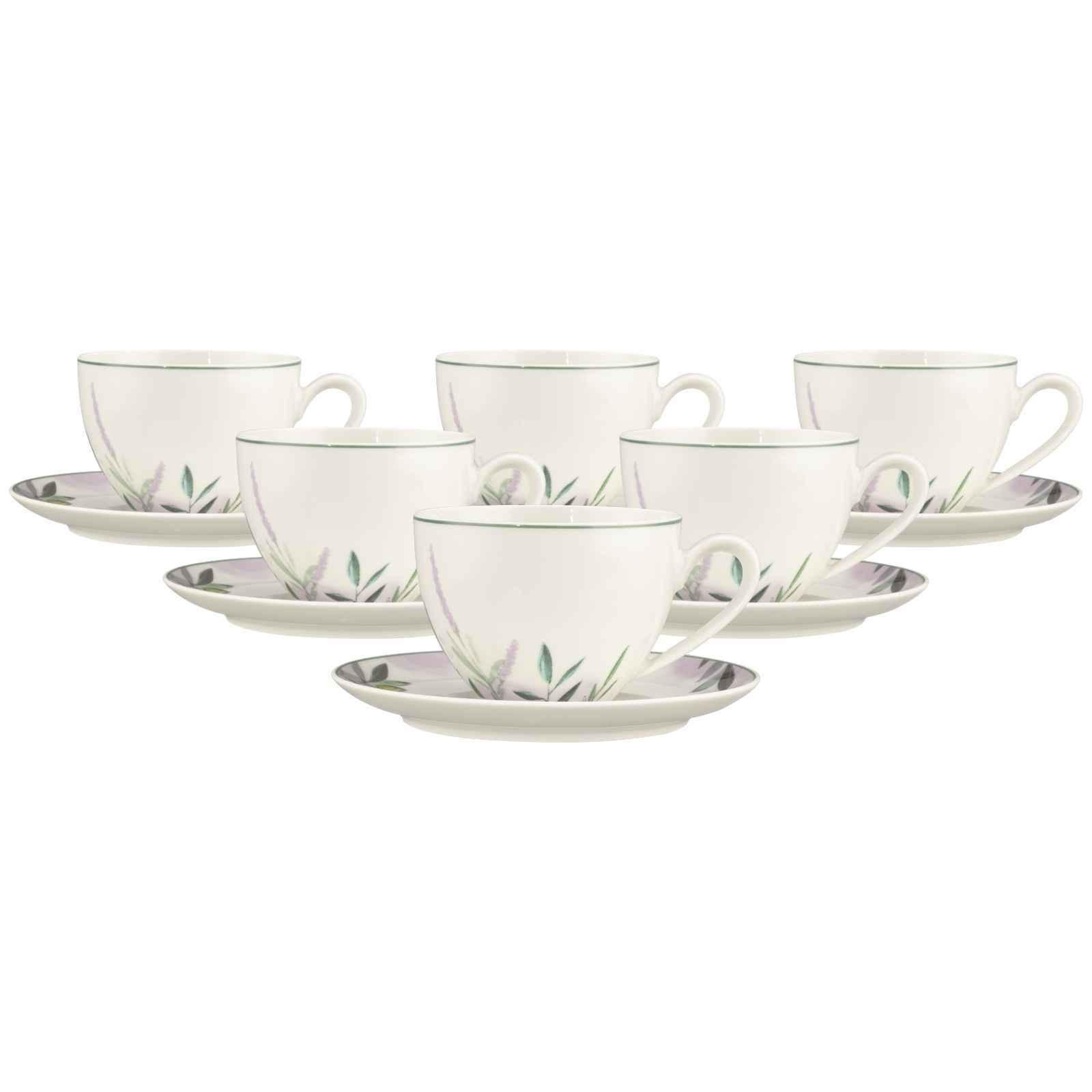 MILCHKAFFEETASSEN MIT UNTERTASSEN Savona Provence bunt-beige 340 ml 6er Set - Beige/Multicolor, Keramik (16/8.9/16cm) - Seltmann Weiden