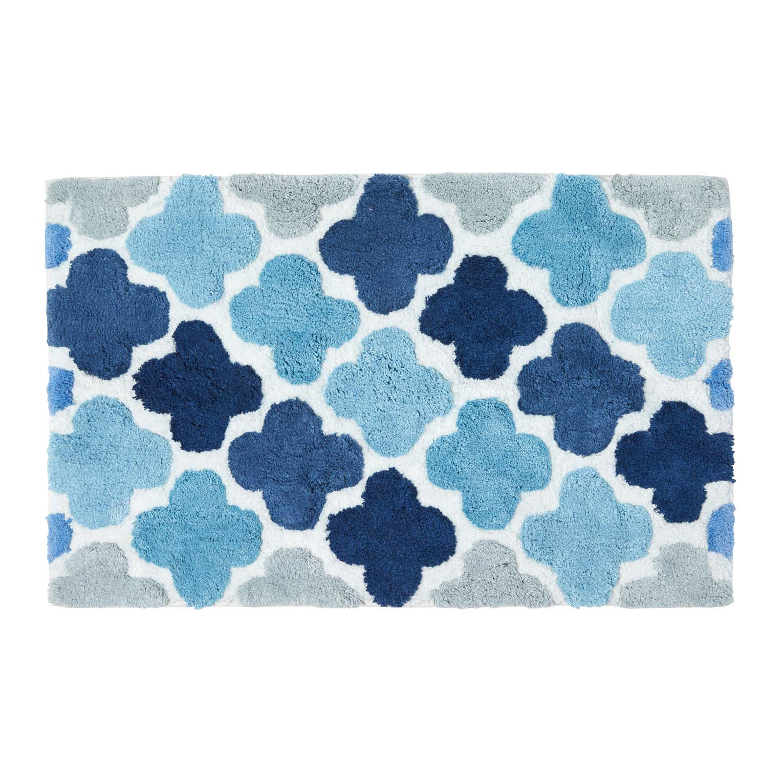 BADEMATTE 50/80 cm gemustert, Baumwolle - Blau, Textil (50/80cm) - Homescapes