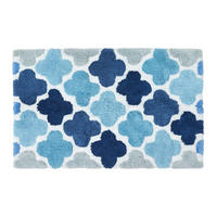 BADEMATTE 50/80 cm gemustert, Baumwolle - Blau, Textil (50/80cm) - Homescapes